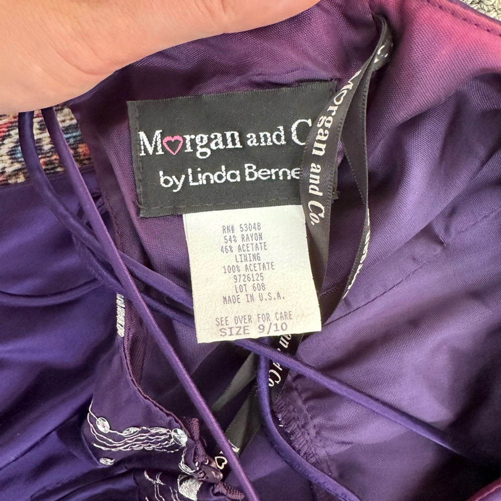 Morgan and Co. Vintage Y2K Purple Prom Maxi Dress Satin Corset 2000s Sz Small - Picture 3 of 8